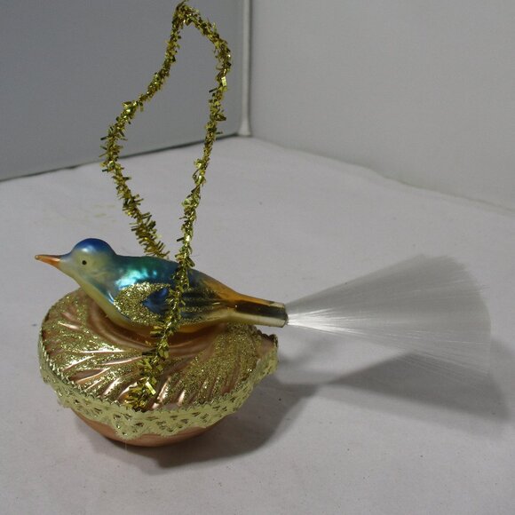 Gorgeous Blumchen Vintage Victorian Blue Biue Bird on Nest Christmas Ornament - Picture 8 of 10